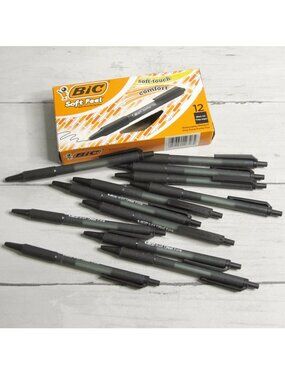 Bic Soft Feel Ball Point Pens Black Ink Boxed Set of 12
